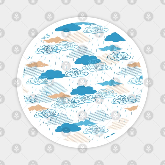 Blue Rainy Day Pattern Magnet by FlinArt